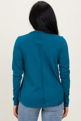Teal Long Sleeve Exposed Seam Top