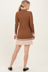 Mocha Ribbed Contrast Hem Sweater Dress