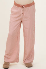 Mauve Gingham Drawstring Maternity Lounge Pants