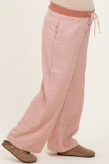 Mauve Gingham Drawstring Maternity Lounge Pants