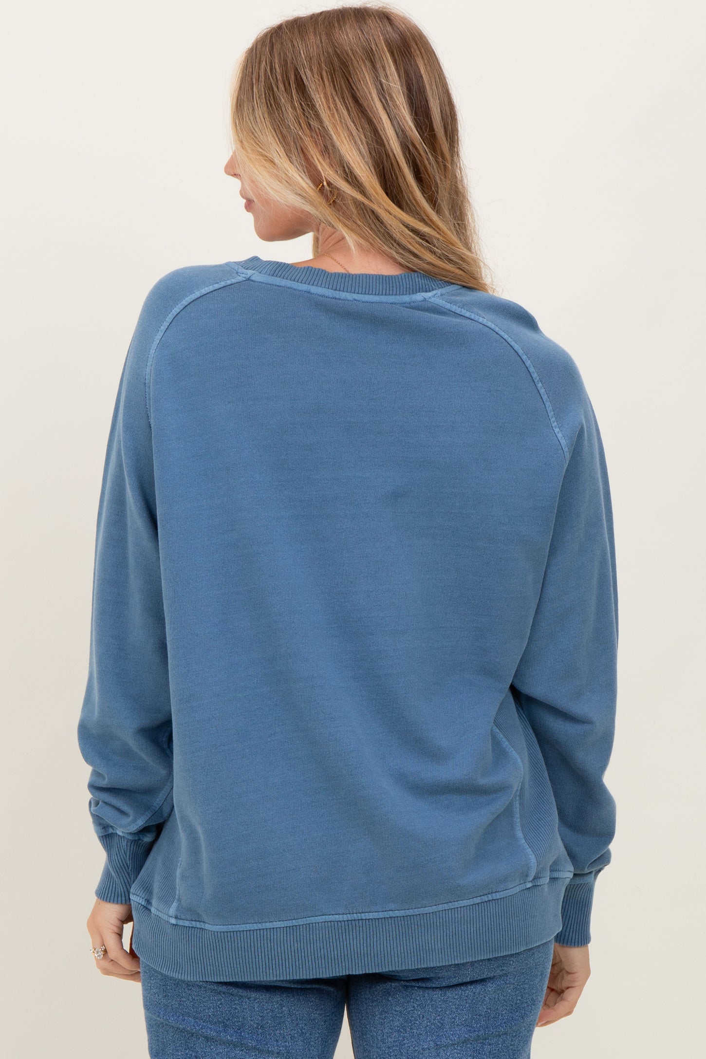 Denim Blue French Terry Vintage Wash Pullover