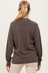 Brown French Terry Vintage Wash Maternity Pullover