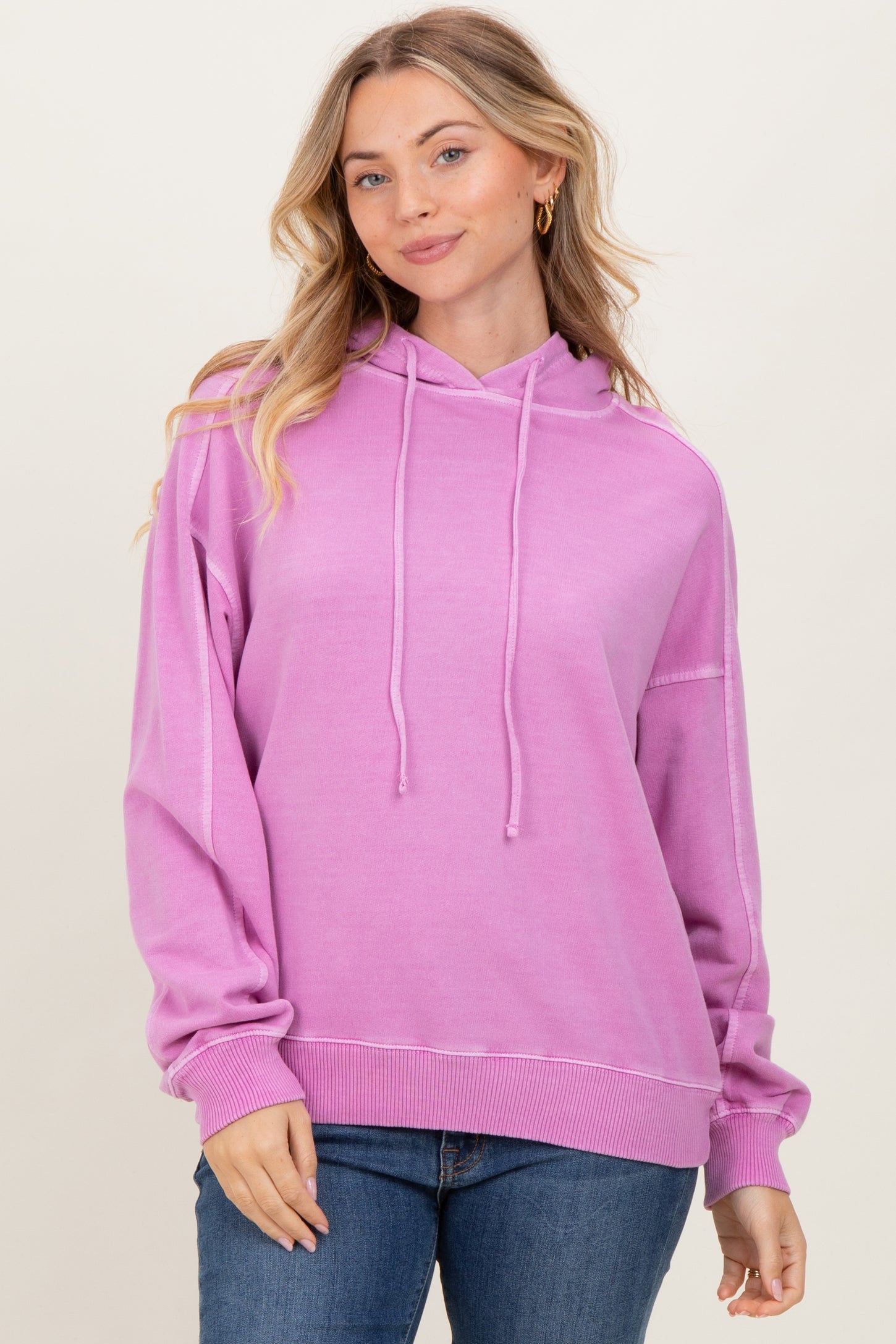 Pink French Terry Hooded Sweatshirt