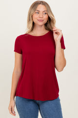 Burgundy Basic Short Sleeve Top