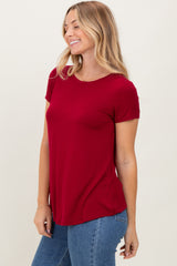 Burgundy Basic Short Sleeve Top