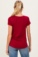 Burgundy Basic Short Sleeve Maternity Top
