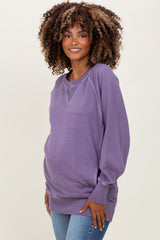 Lavender Vintage Wash French Terry Maternity Pullover
