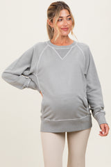 Light Grey Vintage Wash French Terry Maternity Pullover