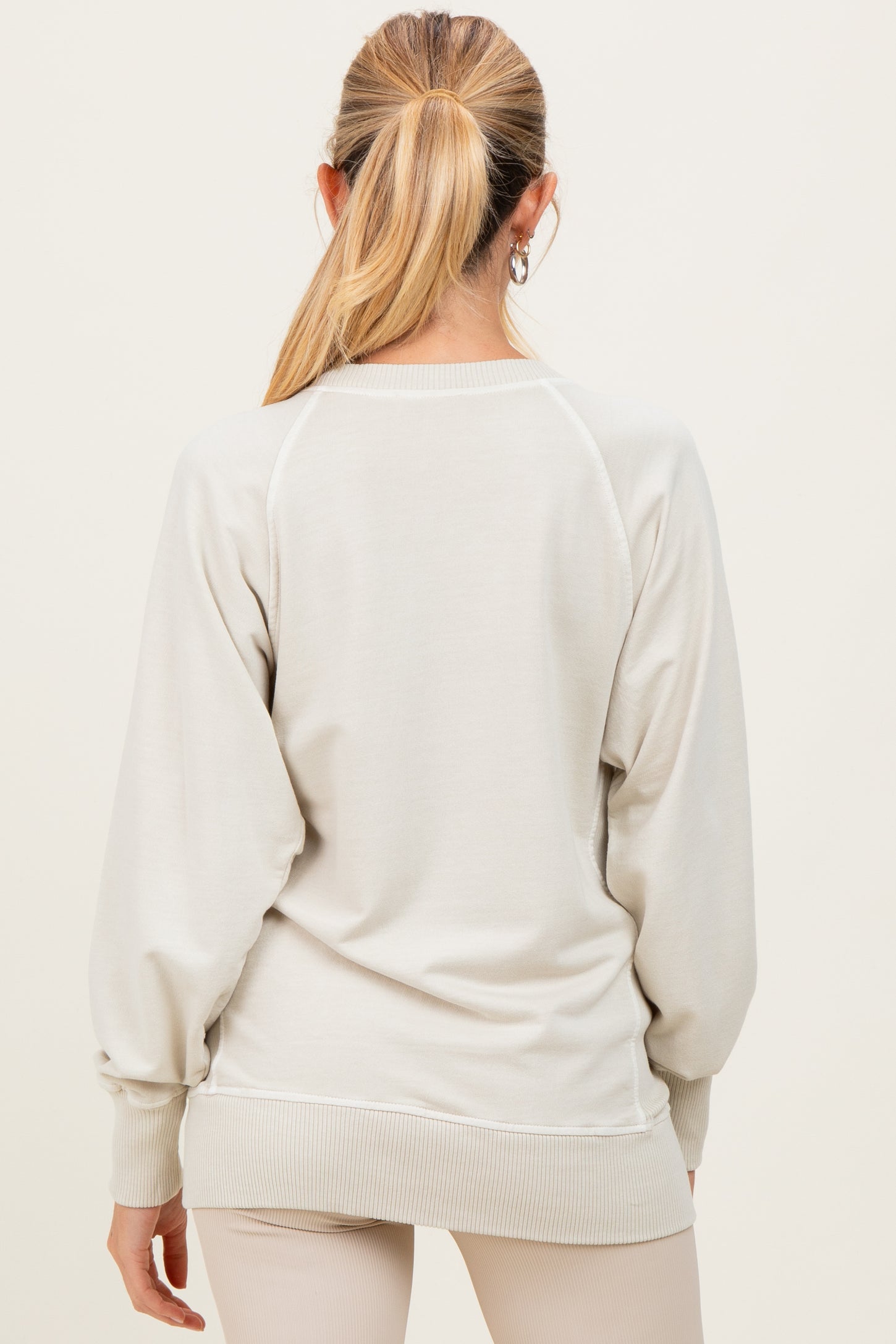 Cream Vintage Wash French Terry Maternity Pullover