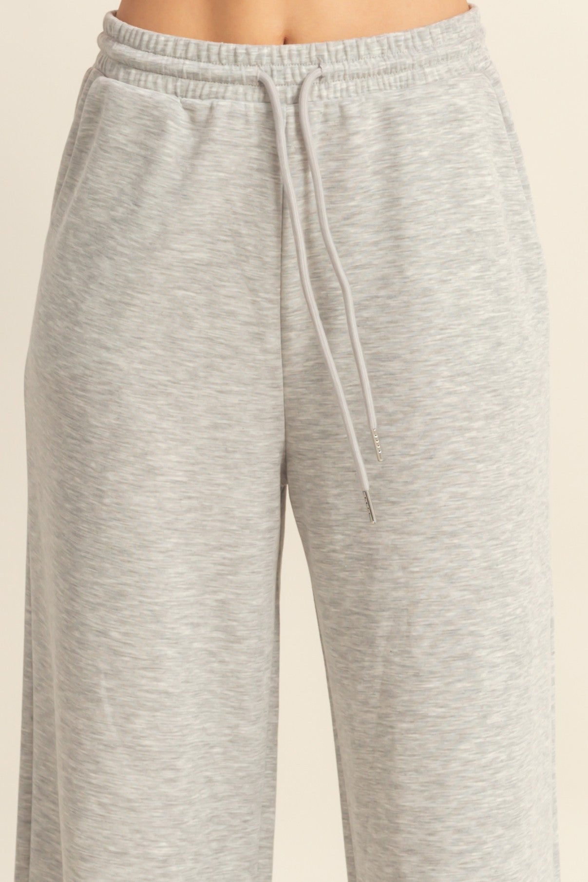 Heather Grey Flowy Knit Drawstring Pants