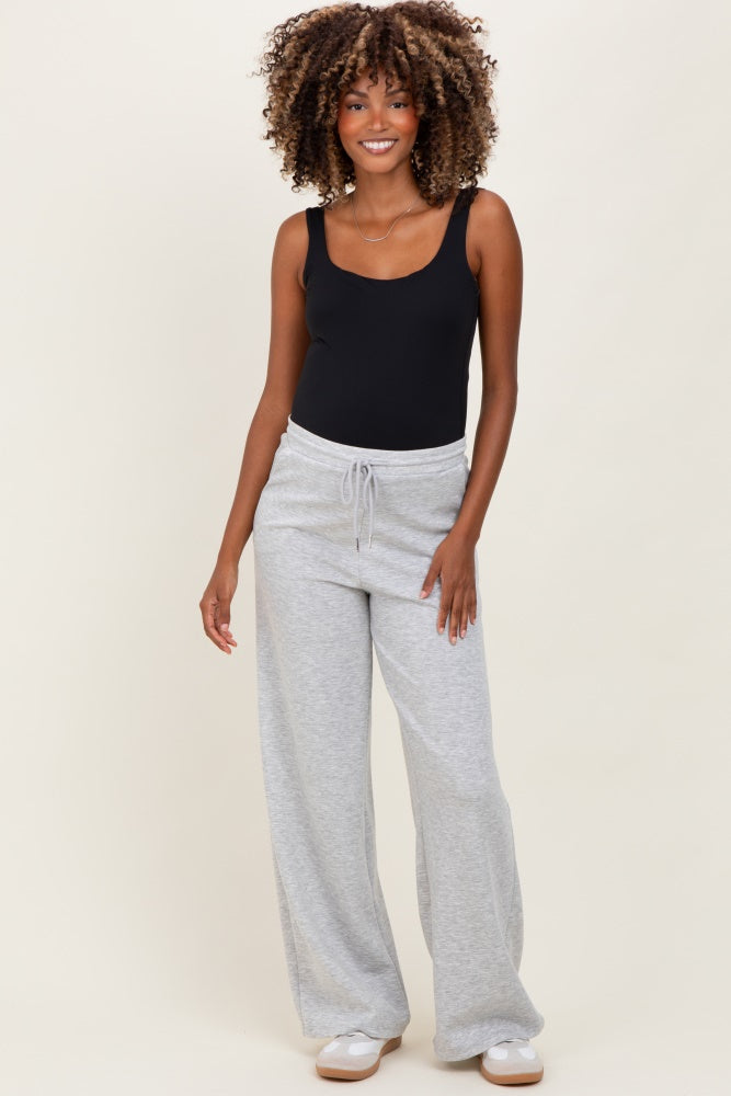 Heather Grey Flowy Knit Drawstring Maternity Pants