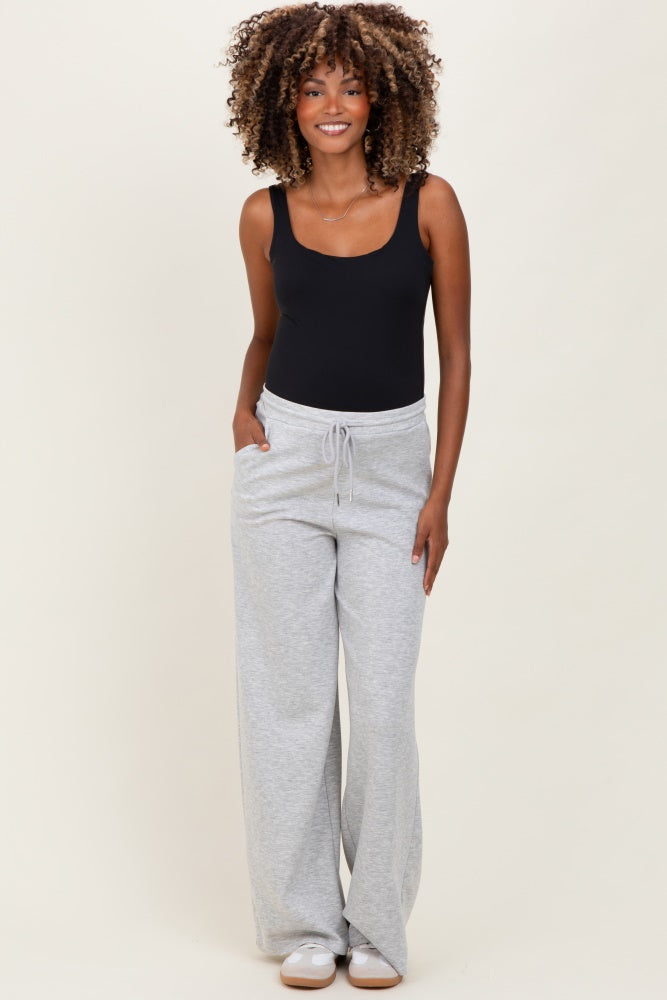 Heather Grey Flowy Knit Drawstring Maternity Pants