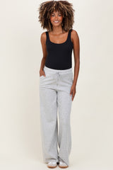 Heather Grey Flowy Knit Drawstring Maternity Pants