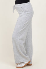 Heather Grey Flowy Knit Drawstring Maternity Pants