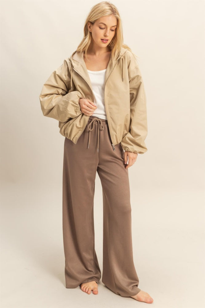 Mocha Flowy Knit Drawstring Pants