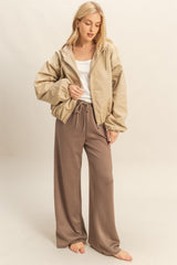Mocha Flowy Knit Drawstring Pants
