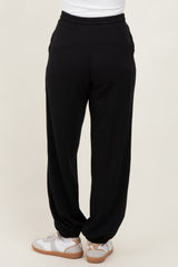 Black Scuba Drawstring Waist Relaxed Jogger Sweatpants