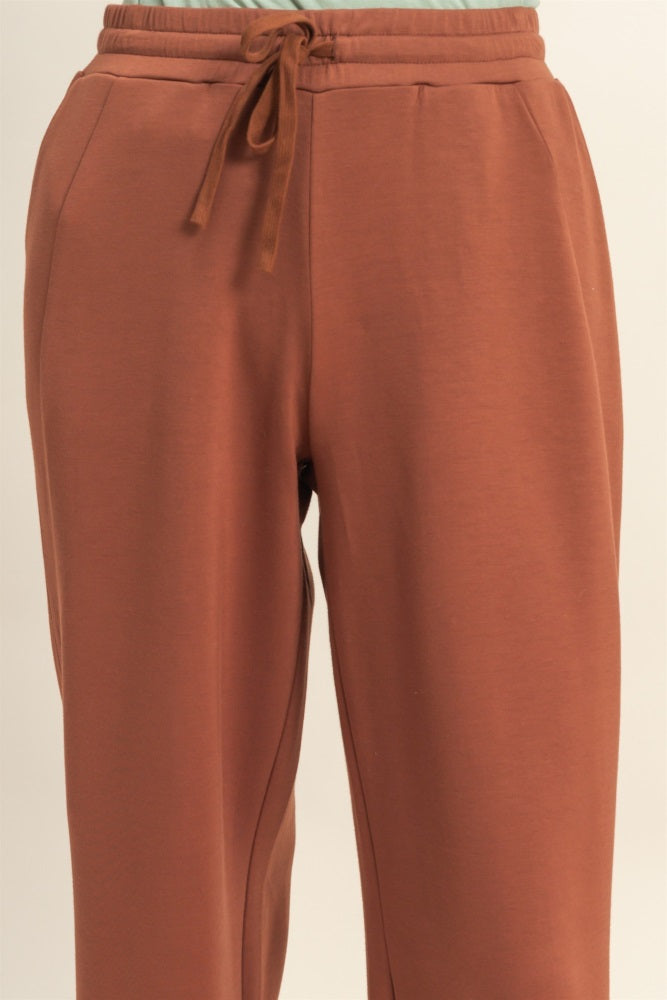 Camel Scuba Drawstring Waist Relaxed Jogger Sweatpants