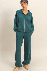 Green Scuba Drawstring Waist Relaxed Maternity Jogger Sweatpants