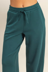 Green Scuba Drawstring Waist Relaxed Jogger Sweatpants