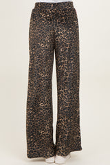 Brown Animal Print Velour Track Pants