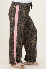 Brown Animal Print Velour Maternity Track Pants