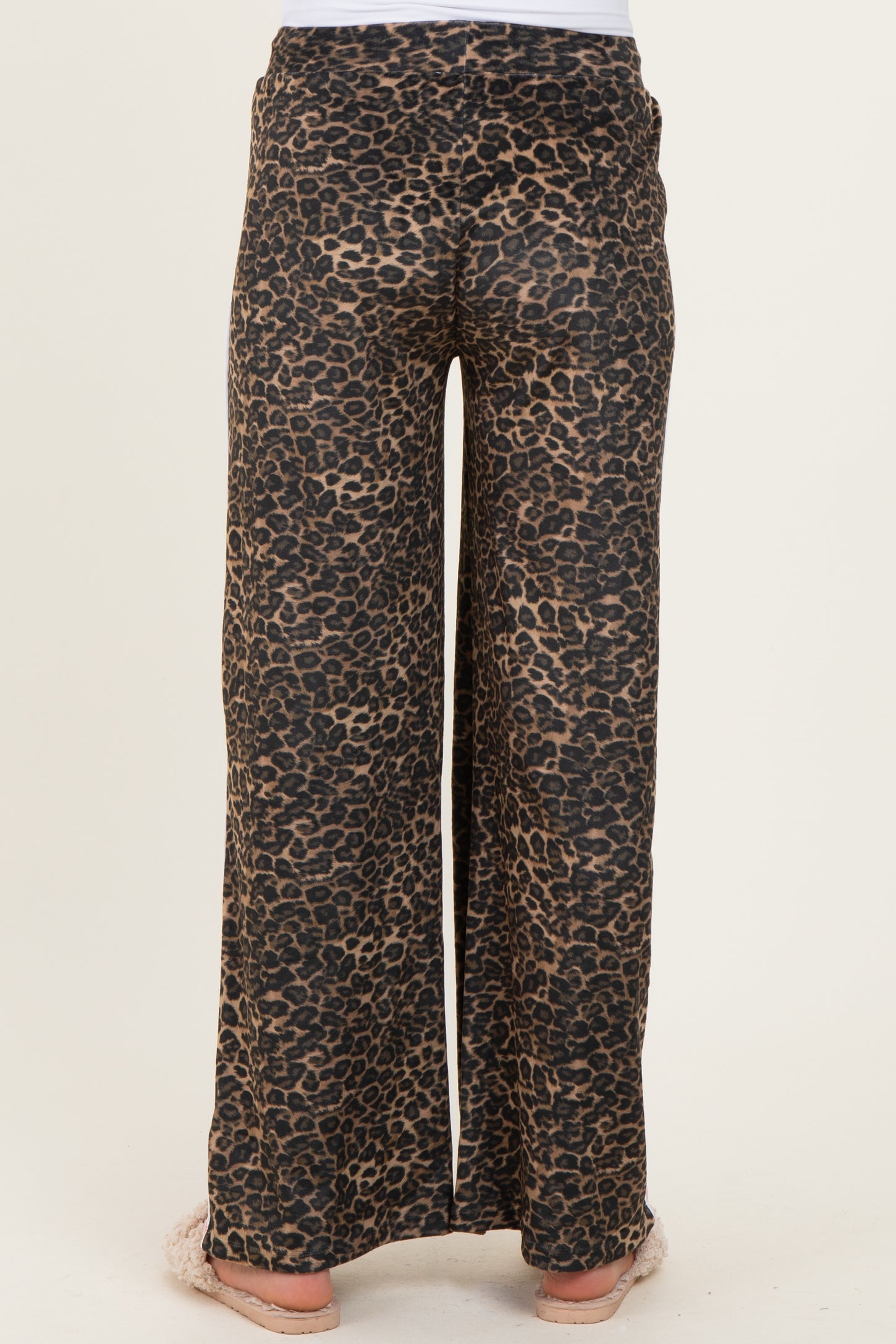 Brown Animal Print Velour Maternity Track Pants