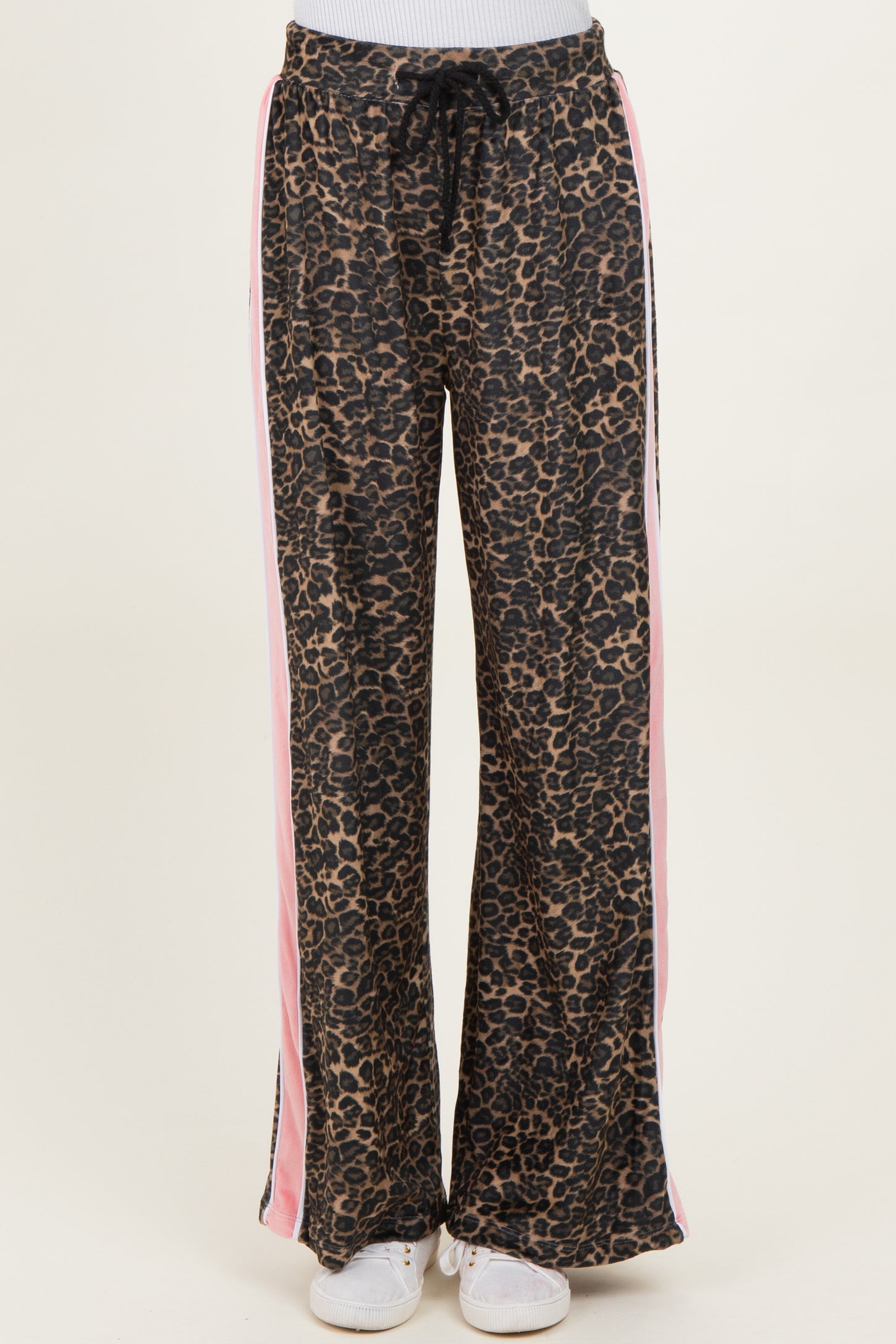 Brown Animal Print Velour Track Pants