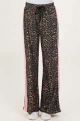 Brown Animal Print Velour Track Pants