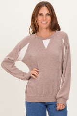 Mocha Textured Rib Colorblock Maternity Pullover