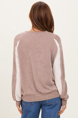 Mocha Textured Rib Colorblock Pullover