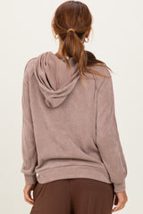 Mocha Textured Rib Colorblock Hoodie