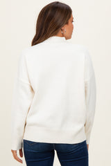 Cream Front Seam Mock Neck Maternity Sweater