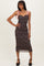 Brown Animal Print Mesh Shoulder Tie Dress