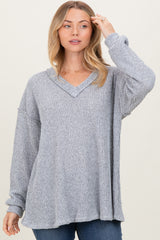 Heather Gray Long Puff Sleeve Solid Oversized Top
