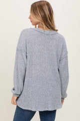 Heather Gray Long Puff Sleeve Solid Oversized Top