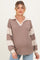 Mocha Long Sleeve Collar Solid Contrast Maternity Top