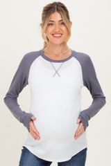 Navy Raglan Long Sleeve Maternity T-Shirt