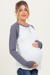 Navy Raglan Long Sleeve Maternity T-Shirt