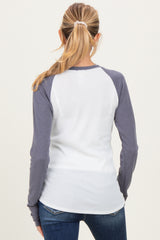 Navy Raglan Long Sleeve Maternity T-Shirt