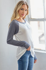 Navy Raglan Long Sleeve T-Shirt