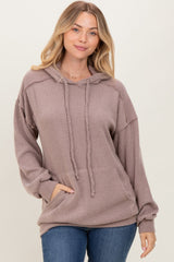 Mocha Long Sleeve Brushed Urban Rib Hoodie Top