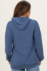 Navy Long Sleeve Brushed Urban Rib Maternity Hoodie Top