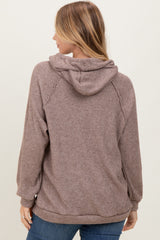 Mocha Long Sleeve Solid Hoodie Top