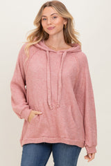Mauve Long Sleeve Solid Hoodie Top
