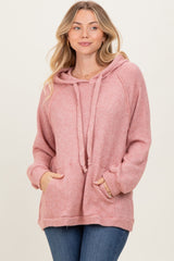 Mauve Long Sleeve Solid Hoodie Top