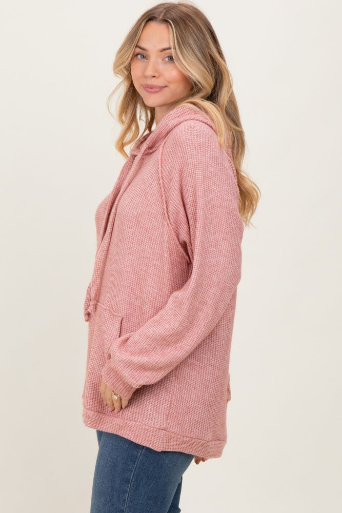 Mauve Long Sleeve Solid Hoodie Top
