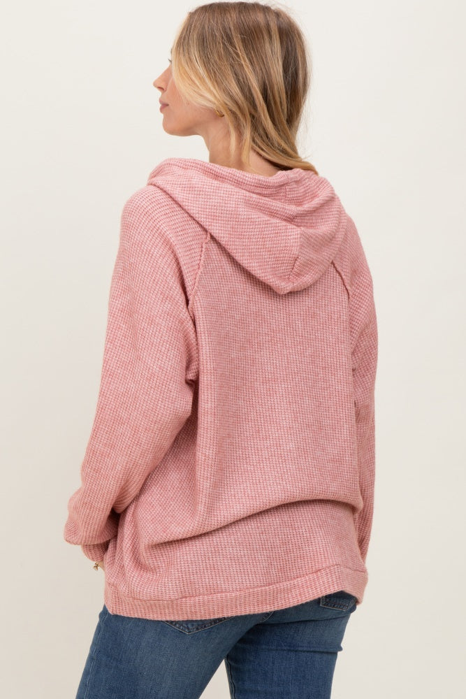 Mauve Long Sleeve Solid Hoodie Top