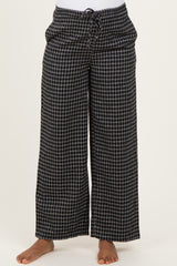 Black Plaid Drawstring Maternity Flannel Pants