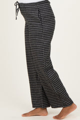 Black Plaid Drawstring Maternity Flannel Pants